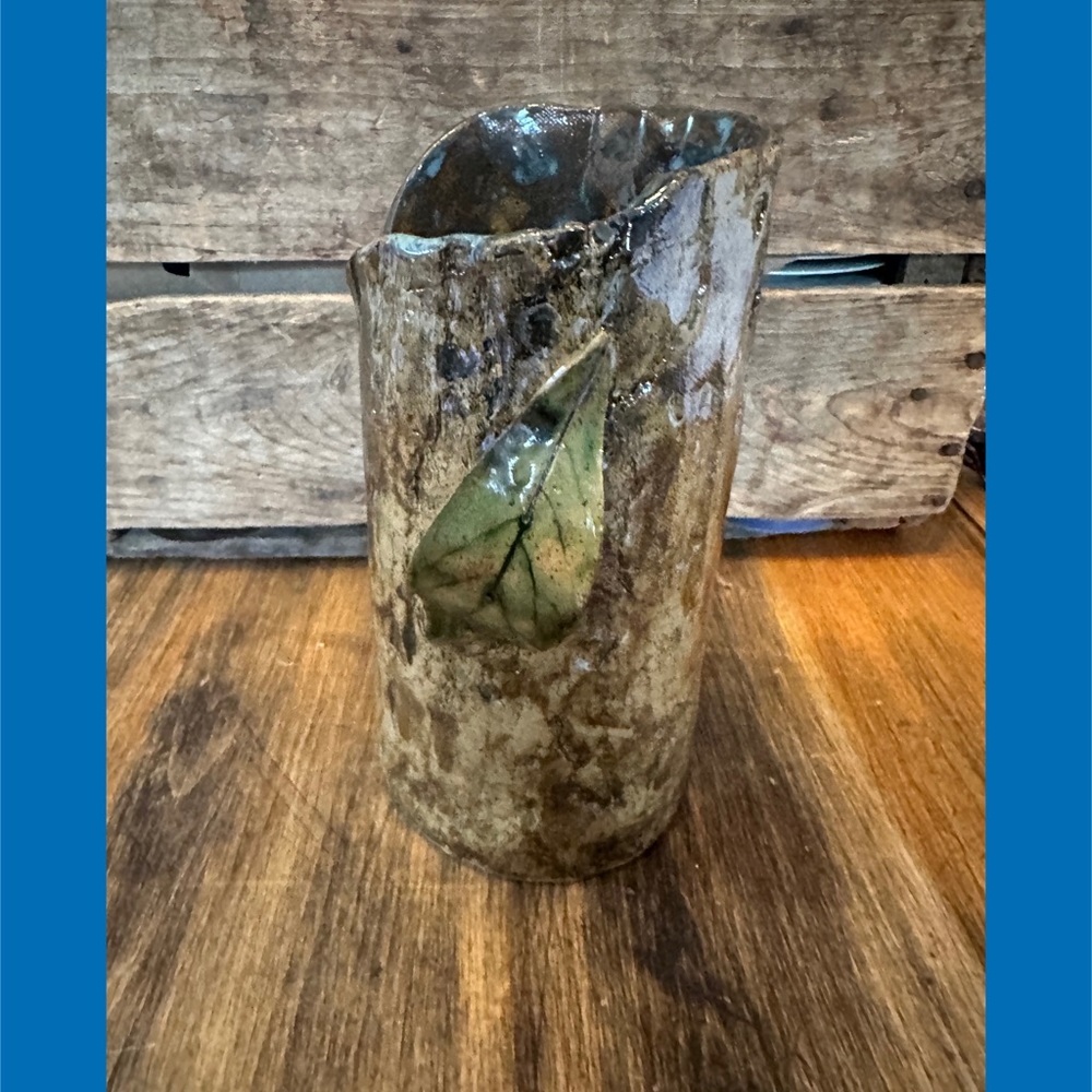Studio Art Tree Vase With Leaf 8.5” by Dancing Tree Pottery